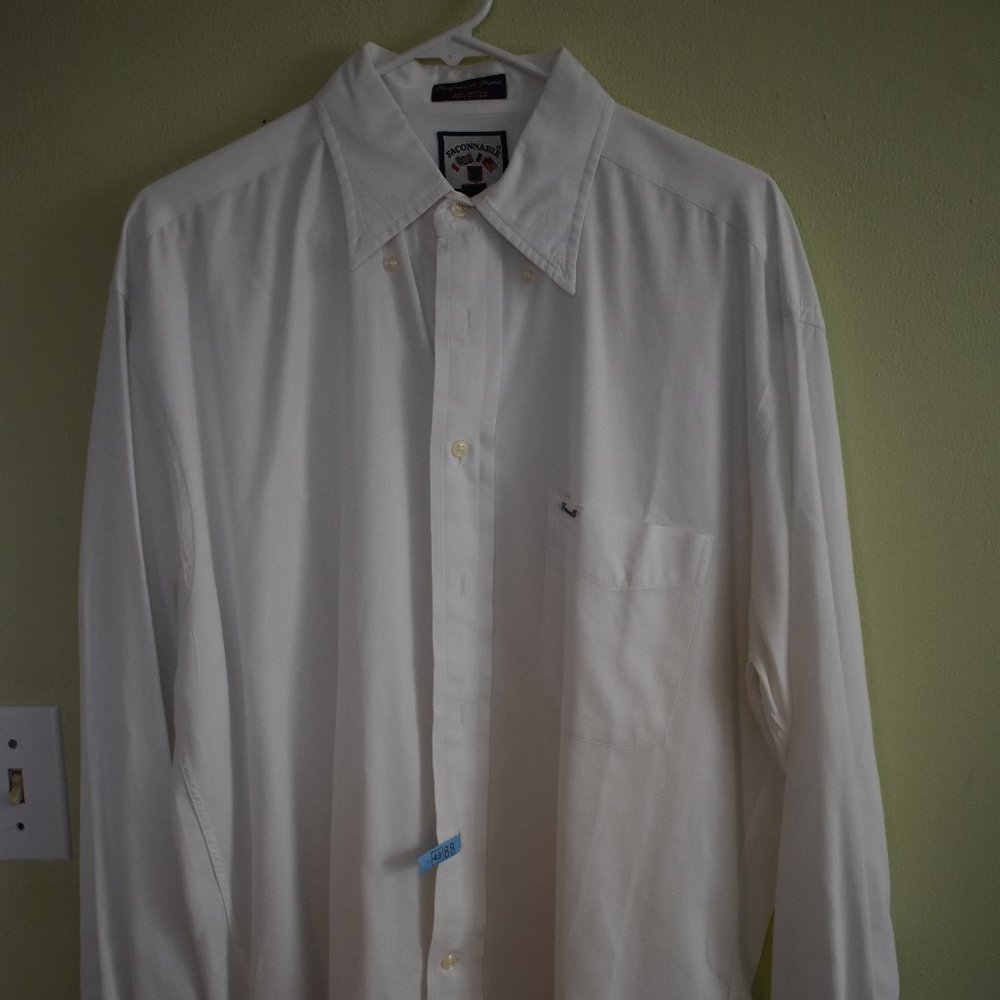 Faconnable White Men's Classic Long Sleeve Button Down Dress Shirt